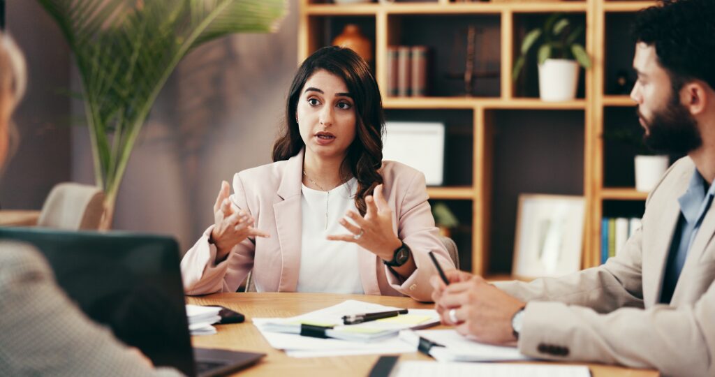 lawyers working at a table