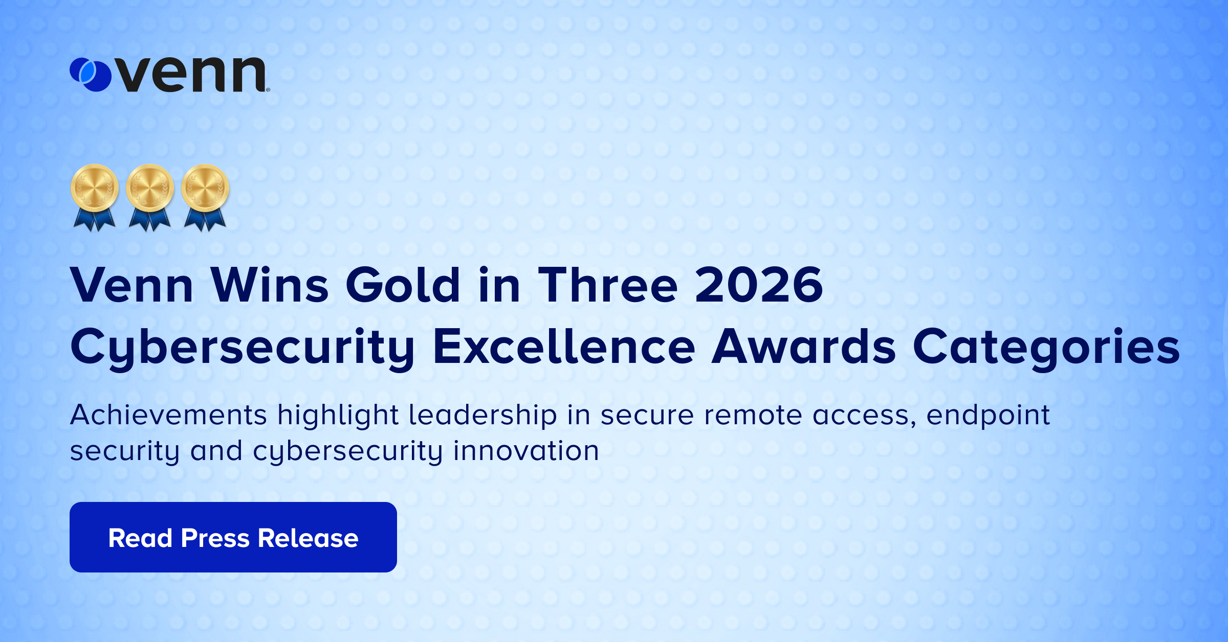 Venn Wins Gold in Three 2026 Cybersecurity Excellence Awards Categories